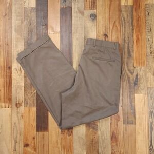 Racquet Club Mens Pleated Cuffed Trousers Taupe Brown 31x31 High Rise Dress Pant